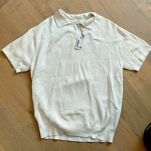 SuitSupply Off White Buttonless Polo Shirt NWT
